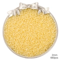 2mm hellgelbe Glasperlen 660 Stk in einer antiken Silberschale für DIY Schmuck - Leuchtgelb