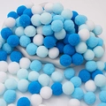 Mix of blue and white polyester pompoms for DIY handmade craft jewelry accessories - 2cm (50 Pieces/Pack) / Blue Series