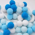 Polyester plush balls for DIY crafts in royal blue, sky blue, and white colors - 3cm (20 Pieces/Pack) / Blue Series