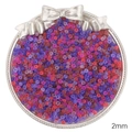 Perline di vetro opaco da 2 mm viola e rosse su un vassoio decorativo in metallo argento - 3mm / Tatuaggio Gotico Oscuro