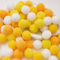 Mix of white yellow and orange high elastic polyester pompoms for DIY crafts - 2.5cm (30 Pieces/Pack) / Yellow Series
