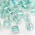 Translucent aurora green cube glass beads with AB luster for DIY jewelry making - Style #14