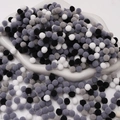 DIY colorful polyester pom poms in black, white, and grey shades for craft dolls - 0.8cm (200 Pieces/Pack) / Black & White Series