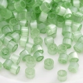 Translucent mint green cylinder glass beads with longitudinal stripes for DIY jewelry making - Style #17