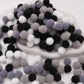 DIY colorful polyester pom-poms in white, grey and black colors for handicraft decor - 1.5cm (100 Pieces/Pack) / Black & White Series