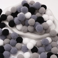 DIY colorful polyester pom-poms in black white and grey for handmade doll accessories - 2cm (50 Pieces/Pack) / Black & White Series
