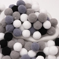 Polyester plush balls in black and grey tones for DIY doll and accessory crafting - 2.5cm (30 Pieces/Pack) / Black & White Series