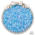 2mm DIY Glasperlen in Blau und Violett gemischt auf einem silbernen Tablett, 660 Stück - Tiefseeblau Mix