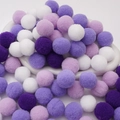 Mixed purple and white polyester pom-poms for DIY crafts and doll decorations - 2.5cm (30 Pieces/Pack) / Purple Series