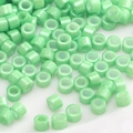 Light green cylindrical glass beads with marbled texture for DIY jewelry making - Style #22