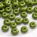 Polished olive green glass beads with large holes for DIY necklace and bracelet crafts - Style #28