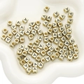 Square light gold acrylic alphabet beads with black letter A for DIY jewelry making - Letter A Square Antique Gold / 50 Pieces/Pack (6x6mm)