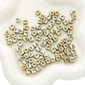 Golden cube alphabet beads with letter F for DIY jewelry necklaces and bracelets - Letter F Square Antique Gold / 50 Pieces/Pack (6x6mm)