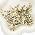 Golden cube acrylic letter beads with black K initial for DIY bracelet making - Letter K Square Antique Gold / 50 Pieces/Pack (6x6mm)