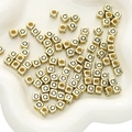 Golden cube alphabet bead with black letter Q for DIY jewelry making and crafts - Letter Q Square Antique Gold / 50 Pieces/Pack (6x6mm)
