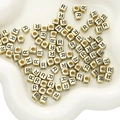 Golden square acrylic alphabet cube beads with black letter R for DIY bracelets - Letter R Square Antique Gold / 50 Pieces/Pack (6x6mm)