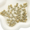 Golden cube acrylic letter W beads for personalized DIY jewelry and bracelets - Letter W Square Antique Gold / 50 Pieces/Pack (6x6mm)