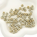 Golden square acrylic alphabet beads with black letter X for DIY jewelry making - Letter X Square Antique Gold / 50 Pieces/Pack (6x6mm)
