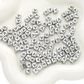Square silver acrylic letter A beads for DIY personalized jewelry making sets - Letter A Square Antique Silver / 50 Pieces/Pack (6x6mm)