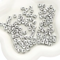 Silver metallic square alphabet beads with letter F for DIY jewelry making - Letter F Square Antique Silver / 50 Pieces/Pack (6x6mm Hole Approx 3mm)