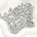 Silver square acrylic letter G bead for DIY jewelry and personalized bracelets - Letter G Square Antique Silver / 50 Pieces/Pack (6x6mm Hole Approx 3mm)