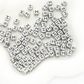 Silver square alphabet beads with letter H for DIY jewelry and bracelets making - Letter H Square Antique Silver / 50 Pieces/Pack (6x6mm Hole Approx 3mm)