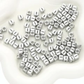 Square vintage silver metal alloy alphabet beads for DIY jewelry and necklaces - Letter I Square Antique Silver / 50 Pieces/Pack (6x6mm Hole Approx 3mm)