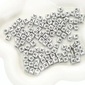 Silver square acrylic letter K beads for DIY handmade bracelet jewelry making - Letter K Square Antique Silver / 50 Pieces/Pack (6x6mm Hole Approx 3mm)