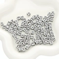 Silver square cube acrylic letter M beads for DIY bracelet jewelry making kits - Letter M Square Antique Silver / 50 Pieces/Pack (6x6mm Hole Approx 3mm)