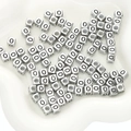 Silver cube acrylic letter O beads for DIY bracelet and jewelry making crafts - Letter O Square Antique Silver / 50 Pieces/Pack (6x6mm Hole Approx 3mm)