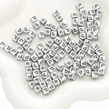 Silver square acrylic letter P beads for DIY handmade bracelets and necklaces - Letter P Square Antique Silver / 50 Pieces/Pack (6x6mm Hole Approx 3mm)
