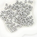 Square alphabet bead R in antique silver finish for DIY bracelet making - Letter R Square Antique Silver / 50 Pieces/Pack (6x6mm Hole Approx 3mm)