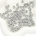 Matte silver acrylic cube letter X beads for DIY jewelry and bracelet making - Letter X Square Antique Silver / 50 Pieces/Pack (6x6mm Hole Approx 3mm)