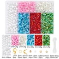 Macro detail of DIY jewelry kit with colorful beads, metal findings and elastic cord - Seed Beads And Imitation Pearl Style