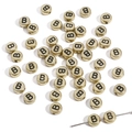 Golden acrylic alphabet beads with black letter B for DIY bracelet making - Letter B Round Gold / 50 Pieces/Pack (4x7mm Hole Approx 1mm)