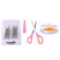 Sieraden maken set met karabijnsluitingen, roze schaar en elastische kristallen draad - Accessoires Set Willekeurige Schaar Kleur 40.5g