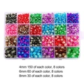 DIY bead set with 24-grid box featuring 4mm 6mm 8mm multicolored crackle glass beads - Multi-size Crackle Bead Box