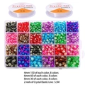 DIY glass beads kit in 24 colors with 0.8mm elastic string and transparent storage box - Crackle Bead Set with Elastic Thread