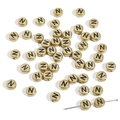 Vintage gold flat round acrylic alphabet beads with black letter N for DIY bracelets - Letter N Round Gold / 4x7mm Hole approx 1mm (50 Pieces/Pack)
