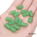 Green bamboo shaped glass beads for DIY jewelry 8x12mm size on palm of hand - Jelly Bamboo Bead / 8x12mm (20 Pieces/Pack) / Green