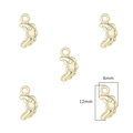 Set of five gold crescent moon charms with inlaid zircon stones measuring 6mm by 12mm - Small Moon Style (Gold) / 2 Pcs/Set