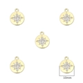 Golden round pendant with engraved star and clear zircon stone accents 5 pieces - Hexagram Style (Gold) / 2 Pcs/Set