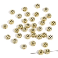 Golden acrylic round bead with black letter U for DIY jewelry making and bracelets - Letter U Round Gold / 4x7mm Hole approx 1mm (50 Pieces/Pack)