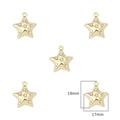 Pendentif étoile doré serti de petits diamants blancs avec anneau, taille 19mm x 17mm - Style Étoile (Or) / 2 Pièces/Ensemble