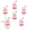 Pink and white resin rabbit popsicle charms for DIY jewelry making 27x13mm pack - White Rabbit Popsicle / Set of 6