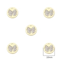 Pendentifs papillon dorés 10mm avec strass blancs pour la création de bijoux DIY - Style Nœud Rond (Or) / 2 Pièces/Ensemble