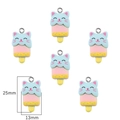 Cat popsicle resin charms in macaron colors for DIY jewelry making set of 6 - Blue Cat / Set of 6