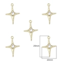 Lot de cinq pendentifs étoile dorée à quatre branches avec incrustation de pierre - Style Grande Étoile (Or) / 2 Pièces/Ensemble