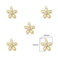 Pendentifs fleurs dorées pour fabrication de bijoux avec cœur argenté taille 14mm - Style à 5 Pétales (Or) / 2 Pièces/Ensemble