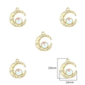 Pendentif croissant de lune doré avec texture martelée et opale, bijou bohème de 19 mm - Style Grande Lune (Or) / 2 Pièces/Ensemble